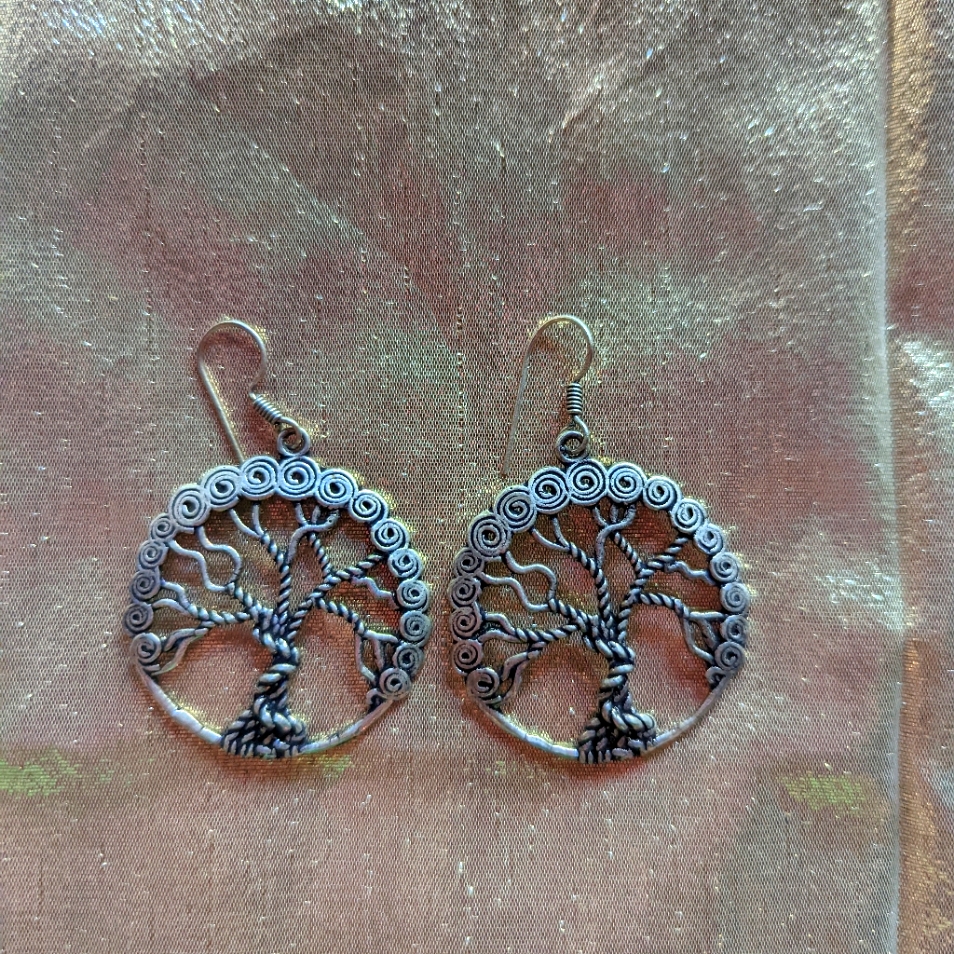 Boho Tree Of Life Silver Earrings 8$